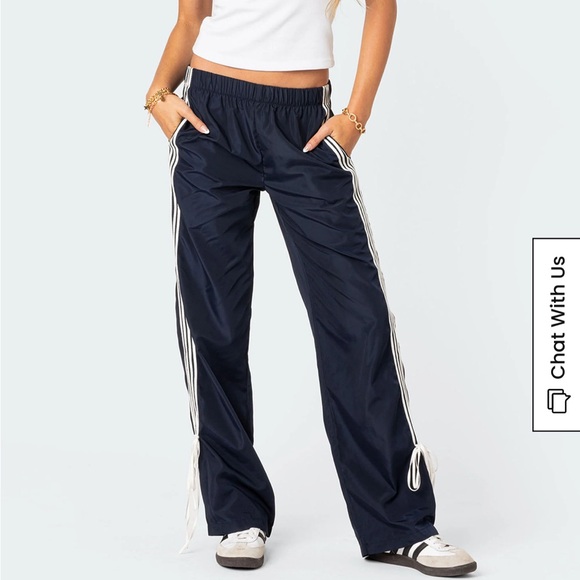 Edikted Navy Remy Ribbon Track Pants XS - Picture 2 of 9